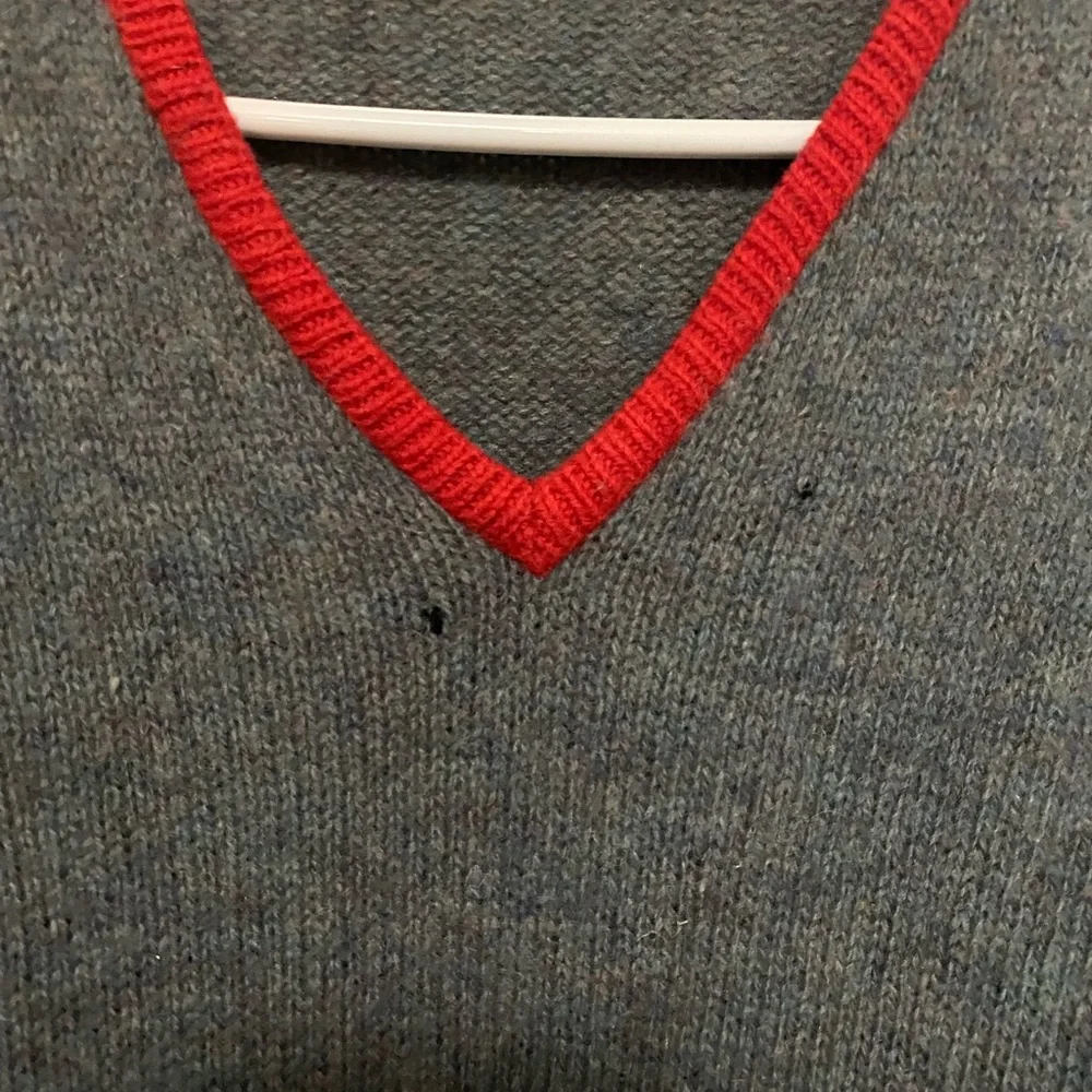 Lion Knitting Mills  Gray Long Sleeve Dress with Red Accents - Picture 3 of 4
